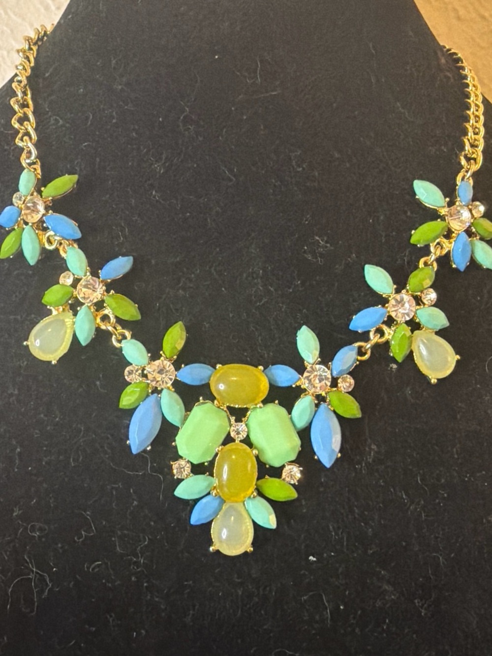 Vintage J. Crew Cabochon Floral Cluster Statement Bib Necklace